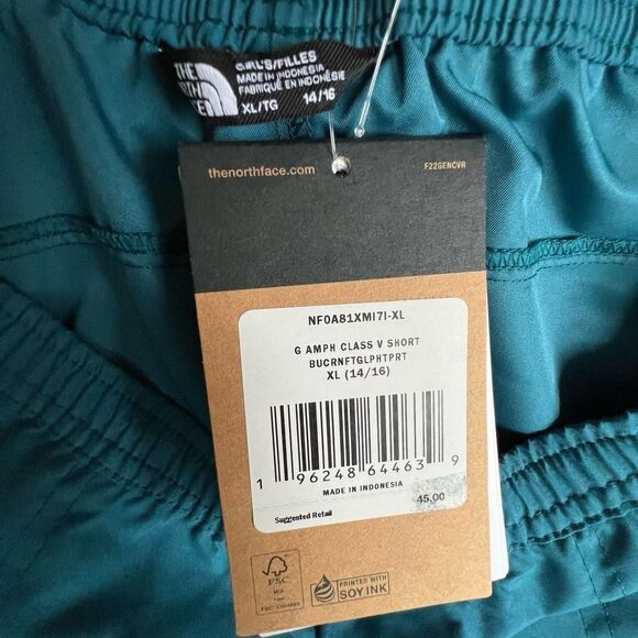 NEW‎ The North Face FlashDry Amph Class V Short  Blue Teal Girls Size XL 14/16 - Picture 4 of 4